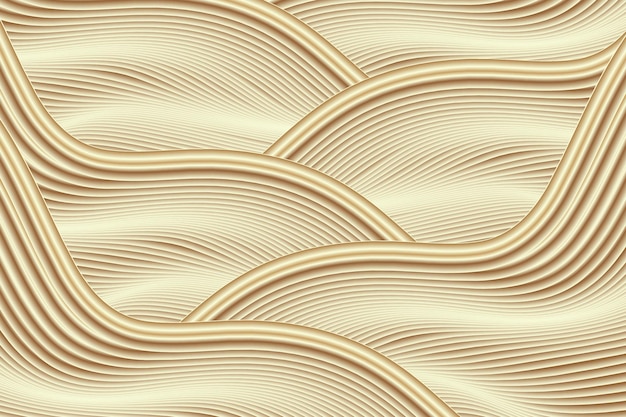 3D render waveform flowing gold abstract lines textured background texture