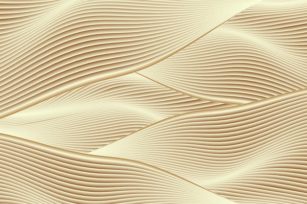 3D render waveform flowing gold abstract lines textured background texture