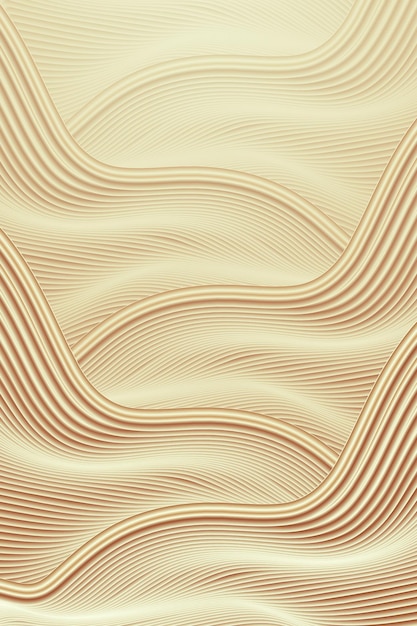 3D рендеринг формы волны плавные золотые абстрактные линии текстурированная фоновая текстура