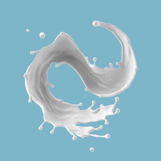 Photo 3d render wavy milk splash illustration