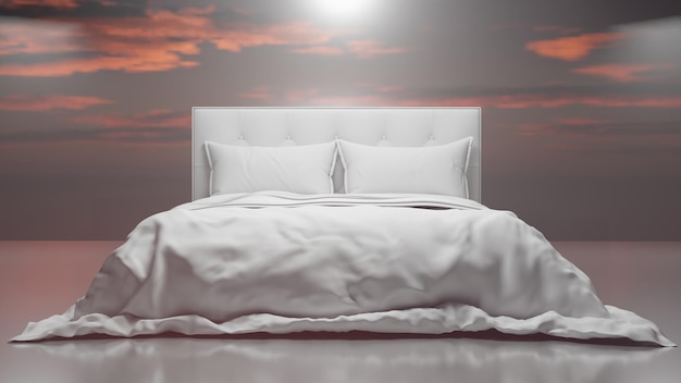 3d render white bed