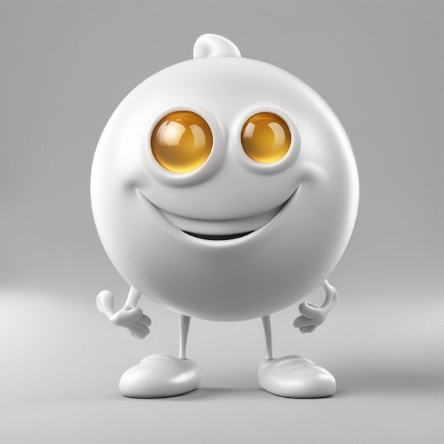 3d render of white emoji icon ai generated