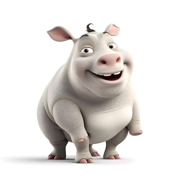 3D Render of a White Pig with a funny expression on his face