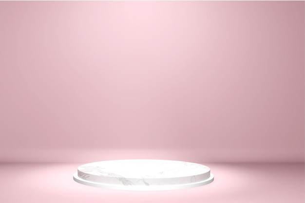 3D Render of White Podium on Pink Background