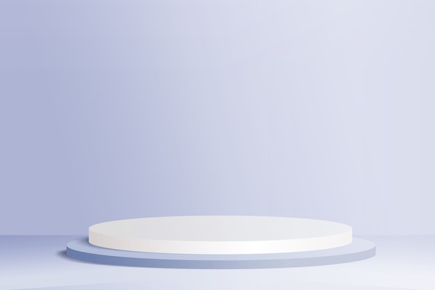 3d render white podium for product display on light blue background