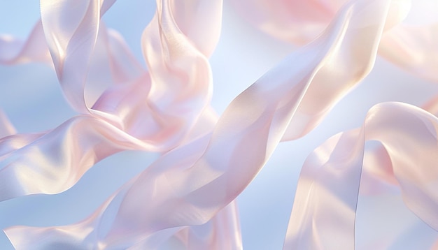 3D render of white silk ribbons gracefully flowing