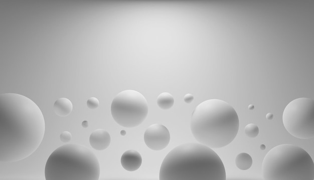 灰色の背景にコピースペースの白い球の3Dレンダリング