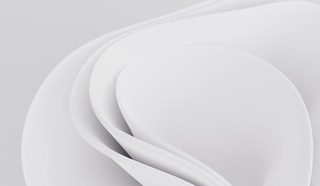 Photo 3d render white waves. curved shapes. white architecture. modern minimal design