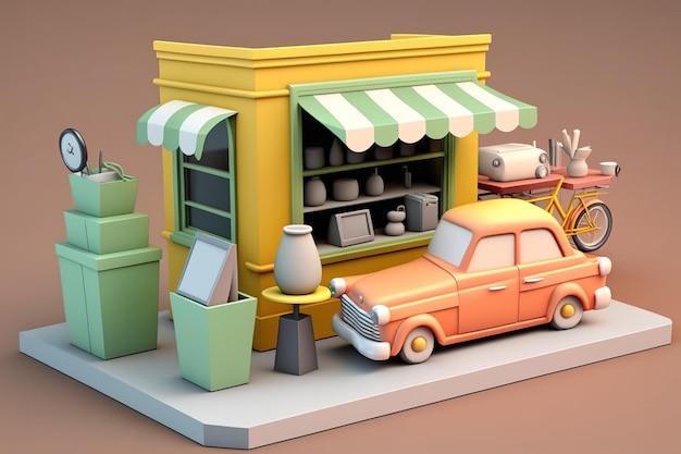 3D render winkelpictogram met geïsoleerde achtergrond