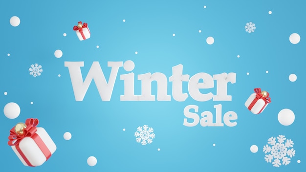3d render of winter sale concept for product display