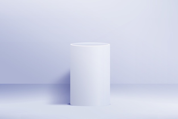 3D render wit podium voor productweergave op lichtblauwe achtergrond
