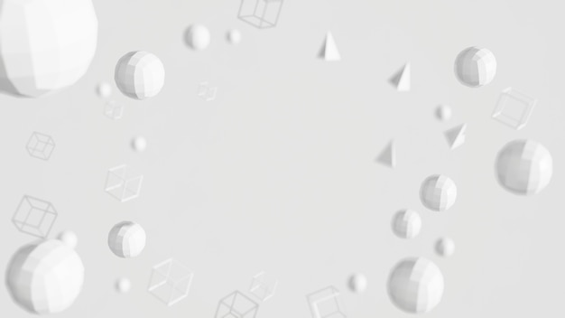 3d render with Polygon Shape white color