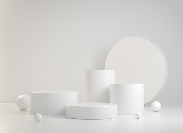 Foto 3d render witte podium collectie abstracte achtergrond afbeelding