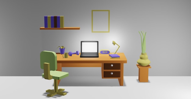 3D render workspace miniature