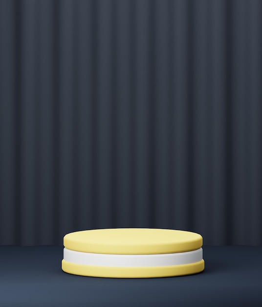 3D Render Yellow Podium With Blue Background