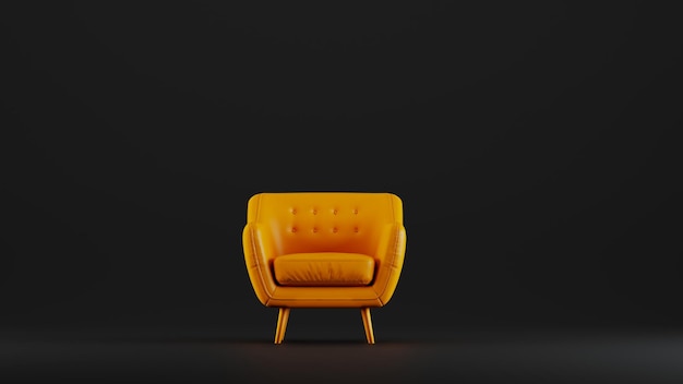 3D render of yellow sofa isolated on black background