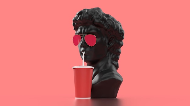 3D render zomer frisdrank reclame achtergrond roze zwart rood