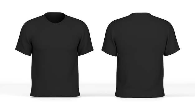 3D Render Zwart t-shirt voor en achter