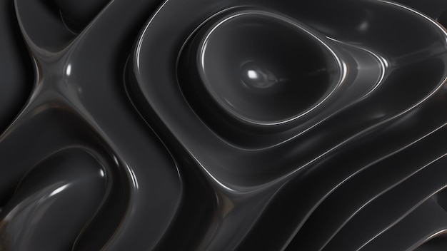 3D render zwarte golvende abstracte achtergrond