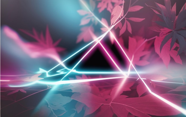 3d рендерингсиний и розовый неоновый свет круг дизайн рамки абстрактный космический яркий цветовой круг фонсветящееся неоновое освещение на темном фоне с копировальным пространствомнеоновые огни арочное лазерное шоу