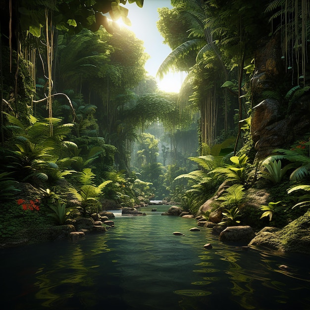 3d renderd photo of jungle