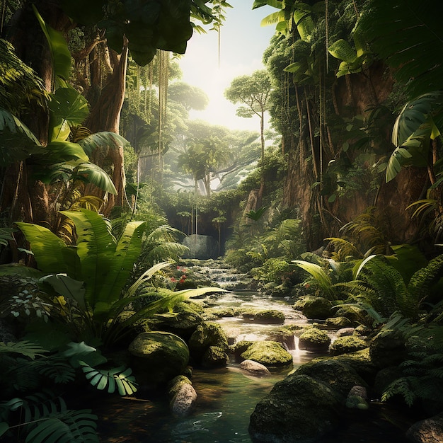 3d renderd photo of jungle