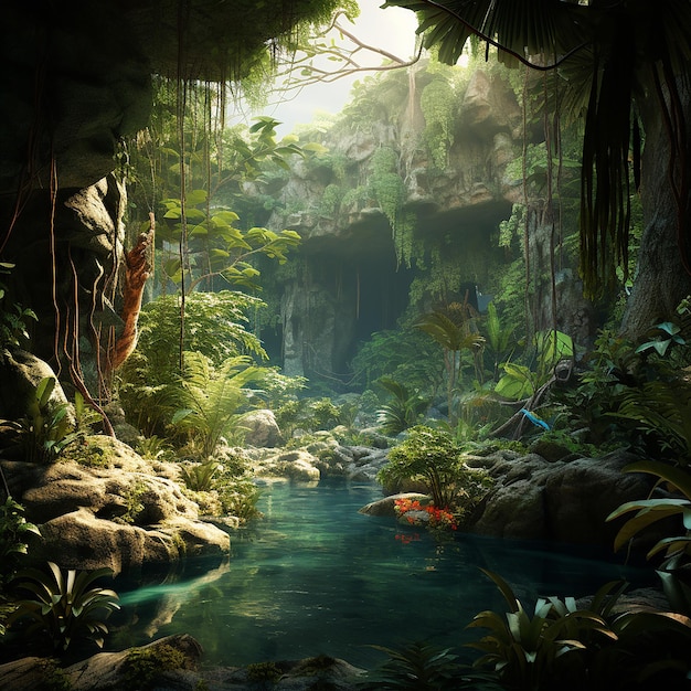 3d renderd photo of jungle