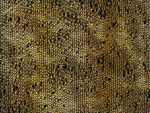 Photo 3d rendered abstract gold low polygon background