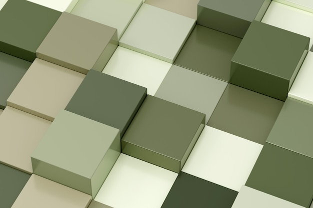 3D визуализация абстрактного зеленого фона с квадратной формой