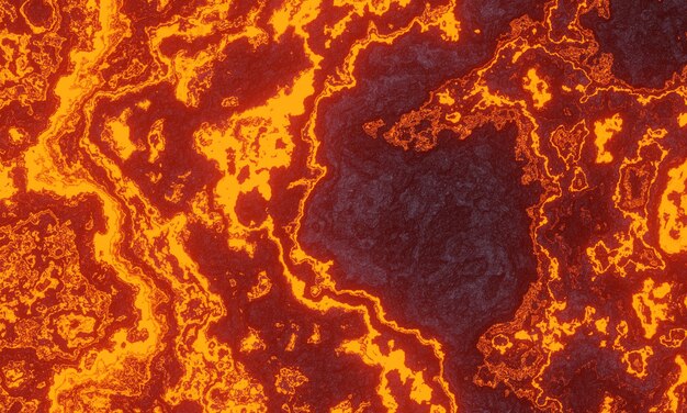 3D визуализации абстрактного фона лавы. Вулканическая магма.