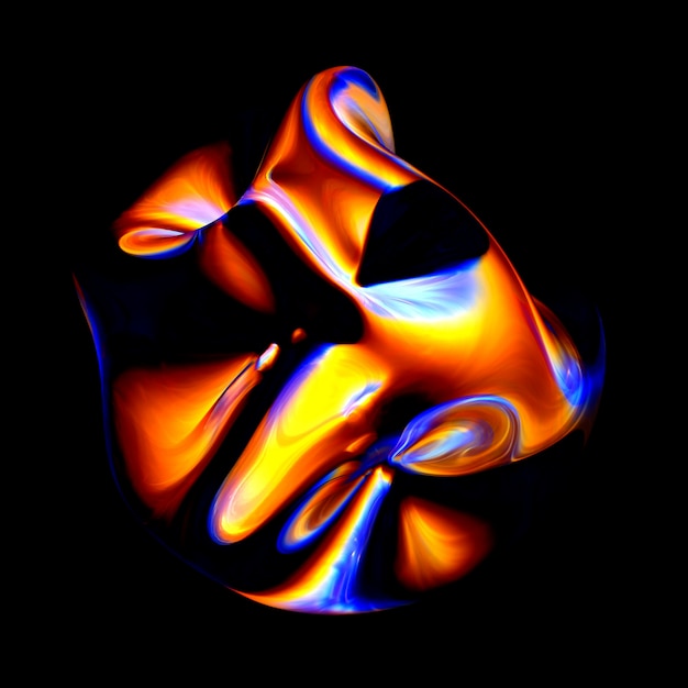 詳細な反射と分散を備えた3Dレンダリングされた抽象的な形状