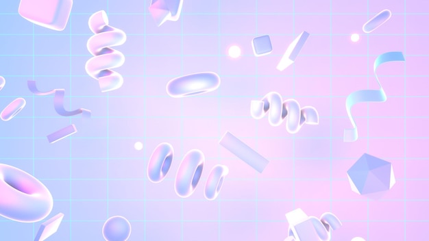 3D 抽象的柔软的帕斯特尔色 gradient 几何形状的背景.