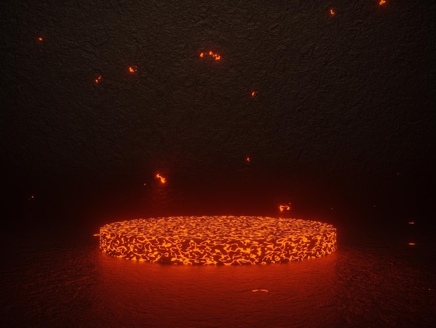 3d rendered abstract volcanic lava podium