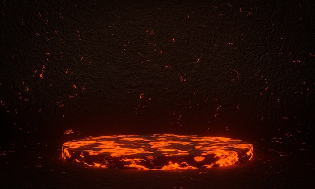 3D rendered abstract volcanic magma podium