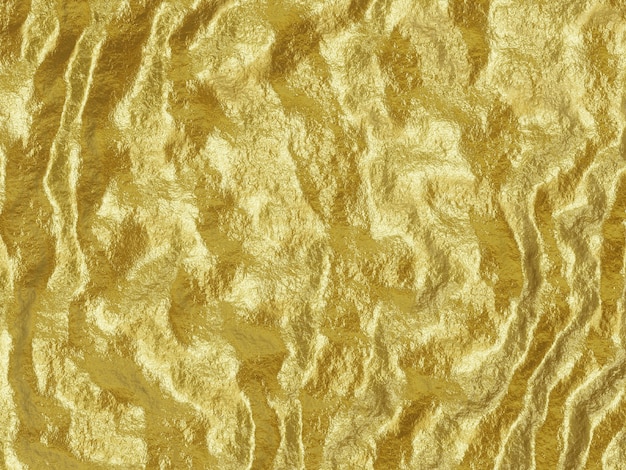 3Dレンダリングされた抽象的な波状の金の背景