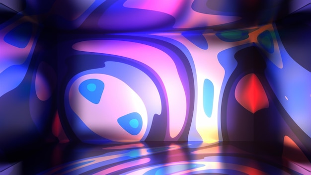 3d rendered abstract wavy pattern room