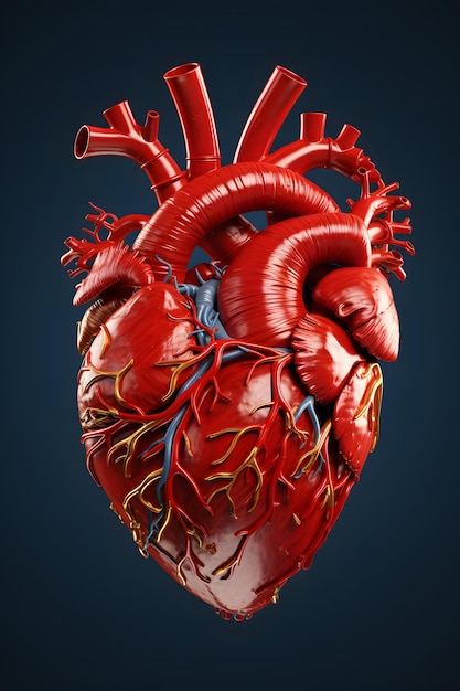 3d rendered anatomy illustration of human lung heart with arteria