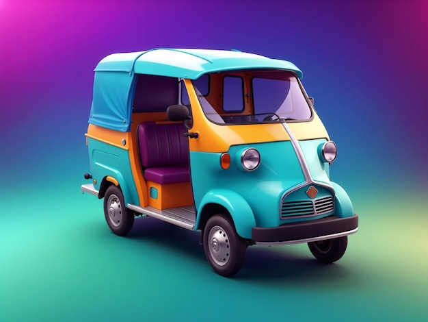 3D rendered auto rickshaw on gradient background Generative AI