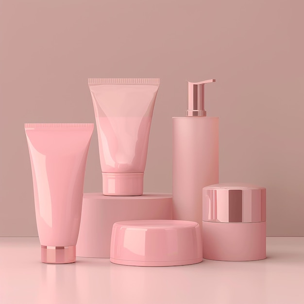 3d rendered beauty products on solid plain background