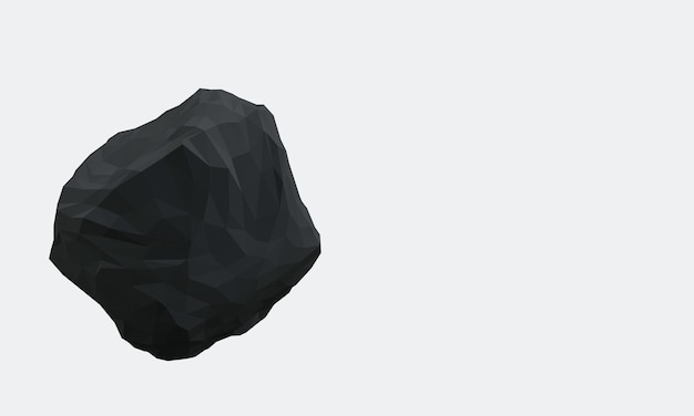 3D rendered black rock on white background.