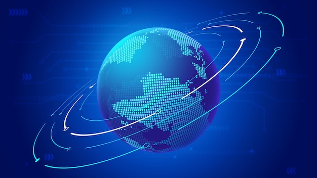 3D rendered blue digital Earth Internet technology background