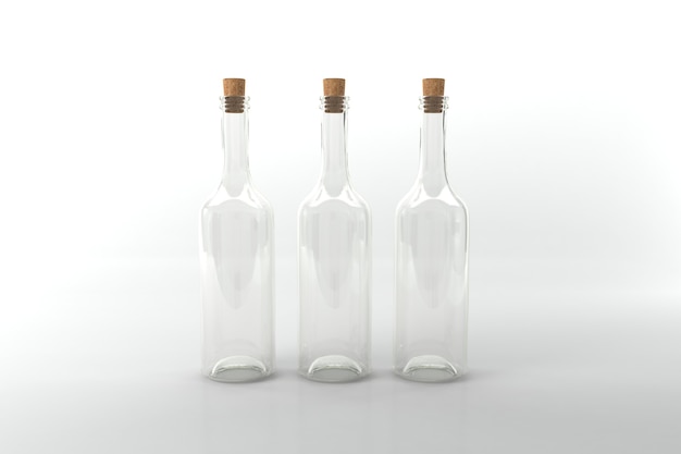 Photo 3d rendered bottles mockup template