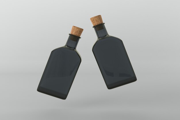 Photo 3d rendered bottles mockup template
