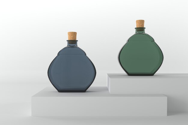 3d rendered bottles mockup template
