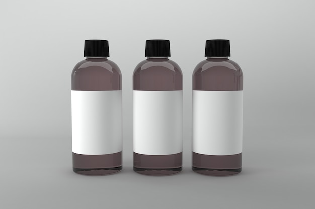 Photo 3d rendered bottles mockup template