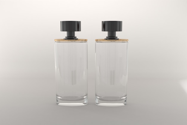 Photo 3d rendered bottles mockup template