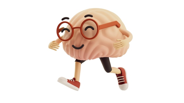 3d rendered brain character running