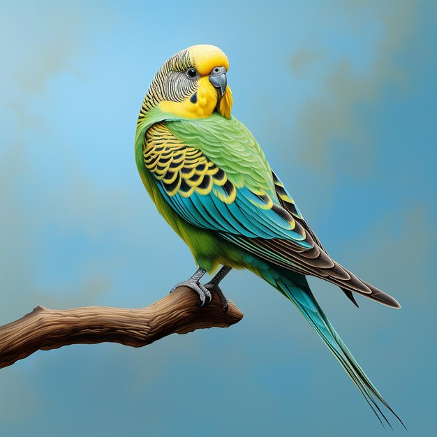 Photo 3d rendered budgerigar parrot on plain background