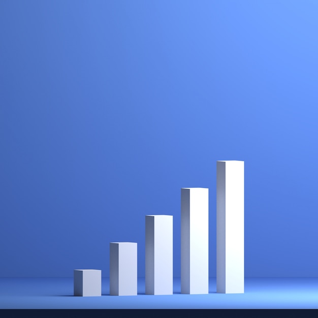 3D rendered business growth chart bar concept