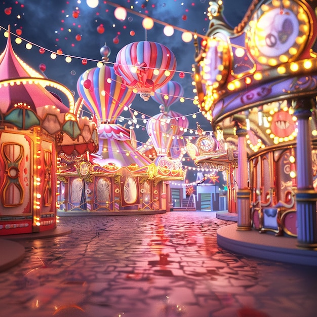 3d rendered carnival decorations